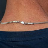 Square Chunky Antique Snake Necklace in Sterling Silver 925