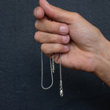 Round Slim Chain Antique Snake Necklace in 925 Silver