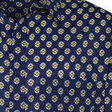 Floral Haze Mens' Organic Cotton Shirt in Navy
