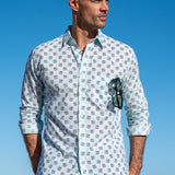 Hungry Eyes Mens' Cotton Shirt in Light Blue