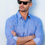 Mens Winging It Organic Cotton Shirt in Blue