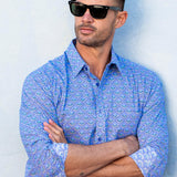 Mens Winging It Organic Cotton Shirt in Blue