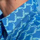 Origami Birds Mens' Cotton Shirt in Blue