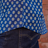 Floral Haze Mens' Organic Cotton Shirt in Navy
