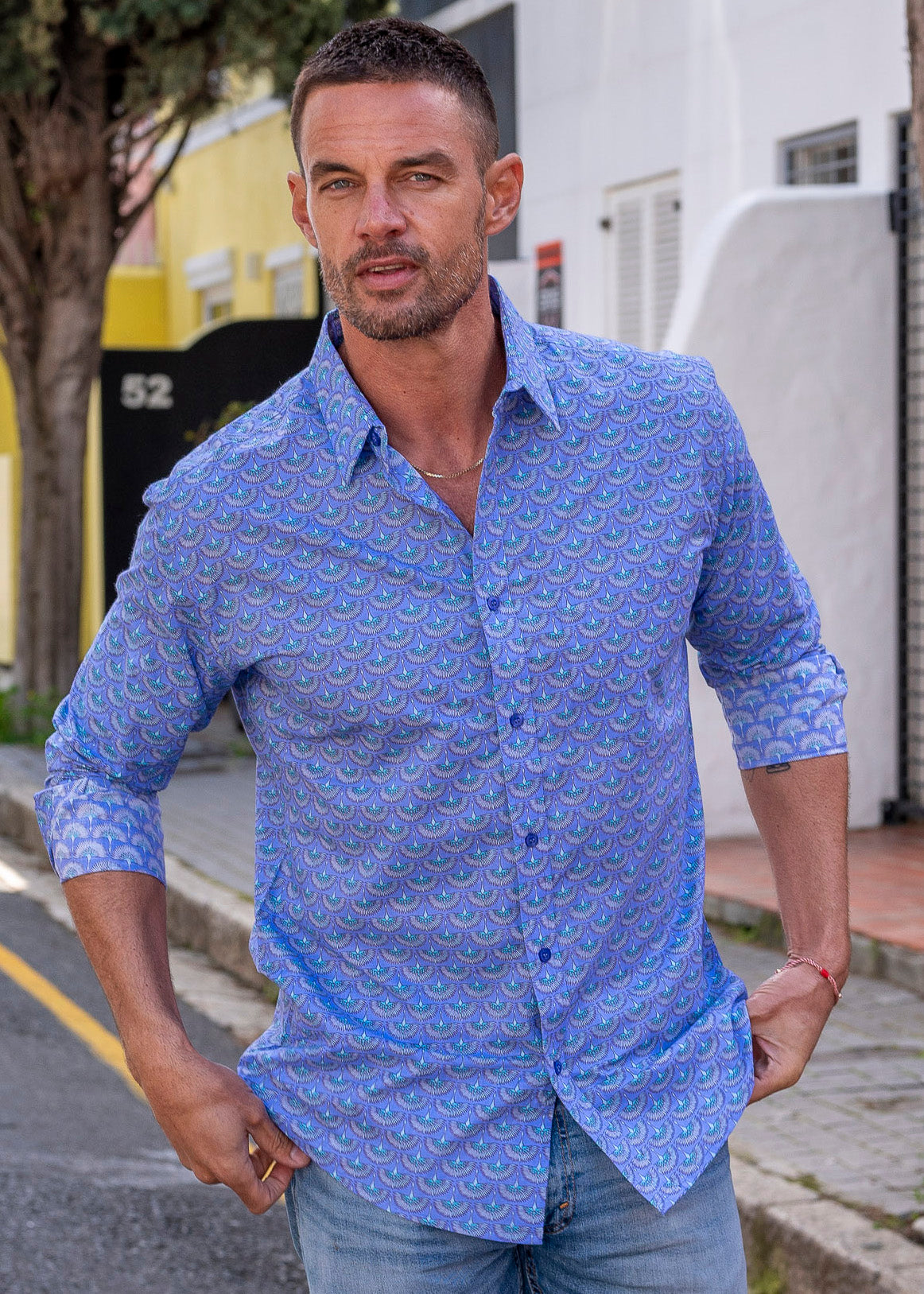 Winging It Mens' Organic Cotton Shirt in Blue