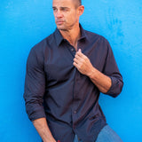 Plain Poplin Mens' Organic Cotton Shirt in Matte Black