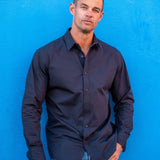 Plain Poplin Mens' Organic Cotton Shirt in Matte Black