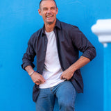 Plain Poplin Mens' Organic Cotton Shirt in Matte Black