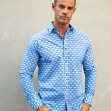 Winging It Mens' Organic Cotton Shirt in Blue Lagoon