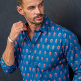 Raja Fan Mens' Organic Cotton Shirt in Navy