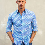 Winging It Mens' Organic Cotton Shirt in Blue Lagoon
