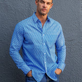 Walk the lines Mens' organic cotton  Shirt in Blue