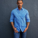 Walk the lines Mens' organic cotton  Shirt in Blue