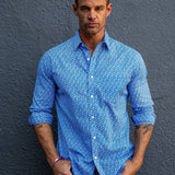 Walk the lines Mens' organic cotton  Shirt in Blue