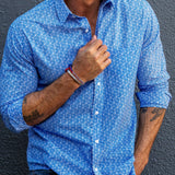 Walk the lines Mens' organic cotton  Shirt in Blue