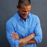 Walk the lines Mens' organic cotton  Shirt in Blue