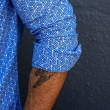 Walk the lines Mens' organic cotton  Shirt in Blue
