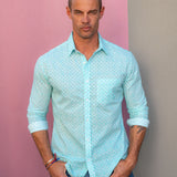 Diamond Dot' Organic Cotton Shirt in Blue Lagoon