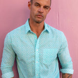 Diamond Dot' Organic Cotton Shirt in Blue Lagoon