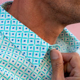 Diamond Dot' Organic Cotton Shirt in Blue Lagoon