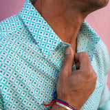 Diamond Dot' Organic Cotton Shirt in Blue Lagoon