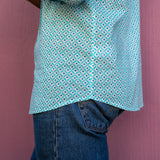 Diamond Dot' Organic Cotton Shirt in Blue Lagoon