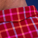 Grid Lock Mens Cotton Shirt in Red Check