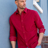 Corduroy Mens' Organic Cotton Shirt in Red