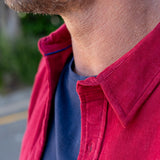 Corduroy Mens' Organic Cotton Shirt in Red