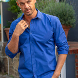 Plain Poplin Mens' Organic Cotton Shirt in Cobalt