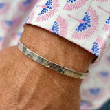 Hammered Slim cuff in Sterling Silver 925