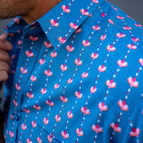 Lucky Lotus Mens' Cotton Shirt in Navy