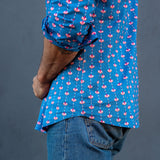 Lucky Lotus Mens' Cotton Shirt in Navy