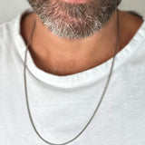 Round Slim Chain Antique Snake Necklace in 925 Silver