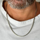 Square Chunky Antique Snake Necklace in Sterling Silver 925