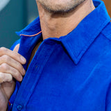Corduroy Mens' Organic Cotton Shirt in Electric Blue
