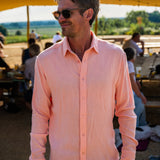 Twice as Nice Mens' Cotton Collar Shirt in Coral