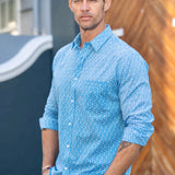 Walk the lines Mens' organic cotton  Shirt in Blue