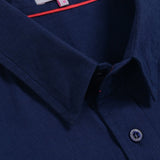 Mens' Navy Blue Linen Shirt with contrast Trim