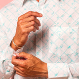Lucky Bamboo Mens' Organic Cotton Shirt in White and Aqua