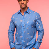 Go Go Birds Mens' Organic Cotton Shirt in Blue