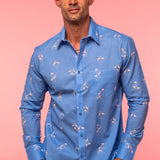 Go Go Birds Mens' Organic Cotton Shirt in Blue