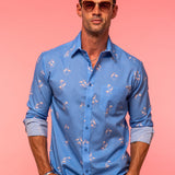 Go Go Birds Mens' Organic Cotton Shirt in Blue