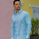 Winging It Mens' Organic Cotton Shirt in Blue Lagoon