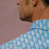 Winging It Mens' Organic Cotton Shirt in Blue Lagoon