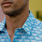 Winging It Mens' Organic Cotton Shirt in Blue Lagoon
