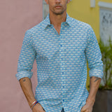 Winging It Mens' Organic Cotton Shirt in Blue Lagoon