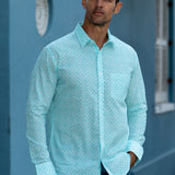 Diamond Dot' Organic Cotton Shirt in Blue Lagoon