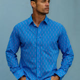 Desert Frequency Mens' Organic Cotton Shirt in Blue