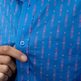 Desert Frequency Mens' Organic Cotton Shirt in Blue